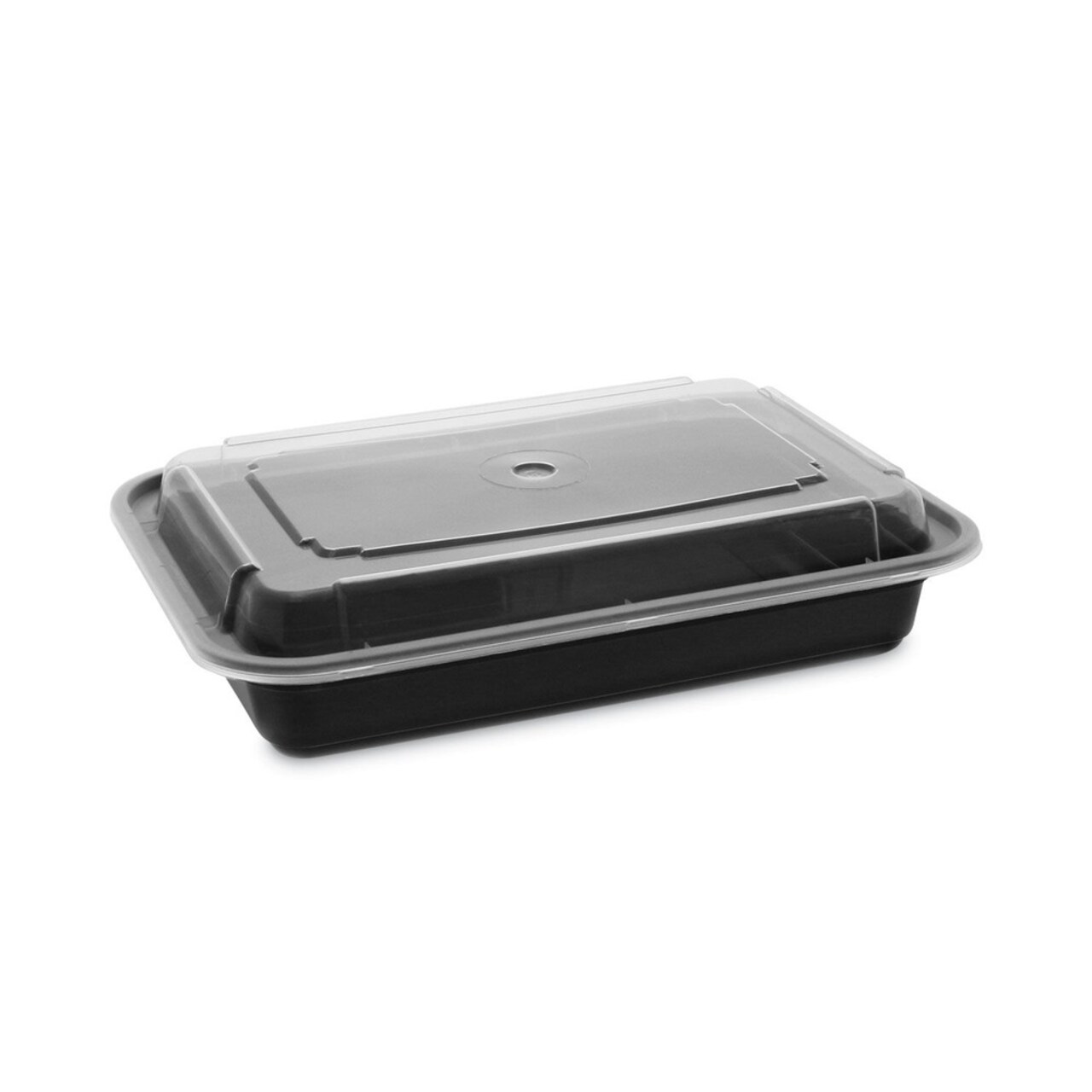 Pactiv Corp. Newspring VERSAtainer 8.8 in. x 6 in. x 2 in. 28 oz. Plastic Microwavable Containers - Black Base/Clear Lid (150/Carton)